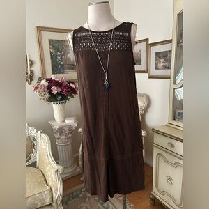 J. Jill Brown Lace Detail Maxi Dress